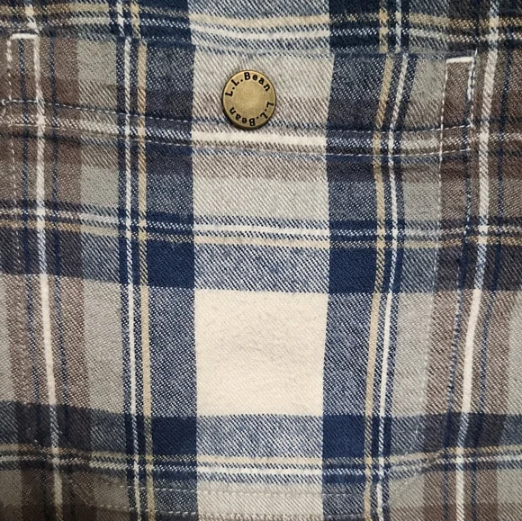 LL Bean Men's Scotch Plaid Flannel Shacket Anorak Traditional Fit Size L - Reg - Picture 7 of 11